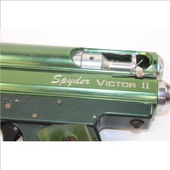Spyder Victor Ii Green Paintball Gun With VL Force Hopper