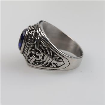 Stainless Steel Blue Stone Class Ring