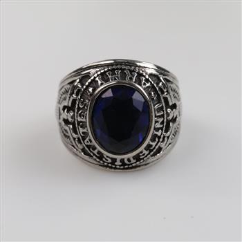Stainless Steel Blue Stone Class Ring