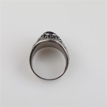 Stainless Steel Blue Stone Class Ring