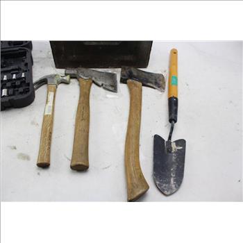 Stanley Hatchet, Ultra Tough Tool Kit, Ammo Box With Misc Tools; 10+ Items