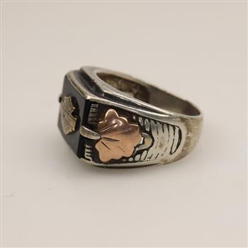 Sterling Silver 10kt Gold Accent Harley Davidson Signet Ring