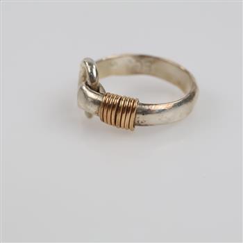 Sterling Silver 10kt Gold Accent Ring