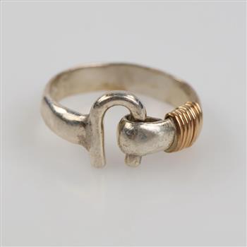 Sterling Silver 10kt Gold Accent Ring