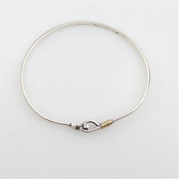 Sterling Silver 14kt Gold Accent Bangle Bracelet