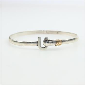 Sterling Silver 14kt Gold Accent Bangle Bracelet