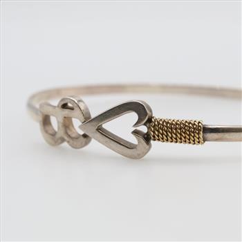 Sterling Silver 14kt Gold Accent Bangle Bracelet
