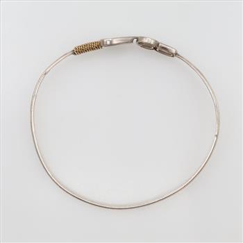 Sterling Silver 14kt Gold Accent Bangle Bracelet