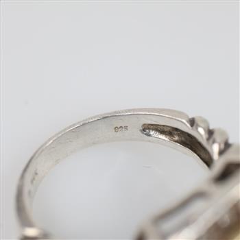 Sterling Silver 14kt Gold Accent Blue Stone Diamond Ring