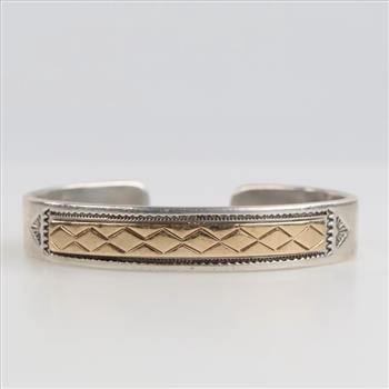 Sterling Silver 14kt Gold Accent Cuff Bracelet