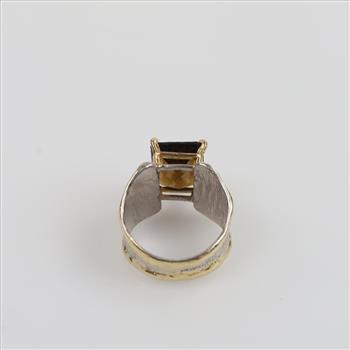 Sterling Silver 14kt Gold Accent Smokey Quartz Ring