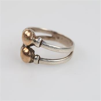 Sterling Silver 14kt Rose Gold Accent Ring