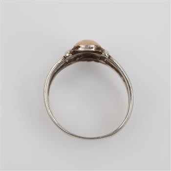 Sterling Silver 14kt Rose Gold Accent Ring