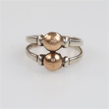 Sterling Silver 14kt Rose Gold Accent Ring