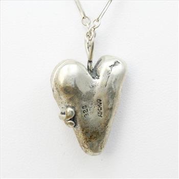 Sterling Silver 18.2g At-Choo Heart And Bone Necklace