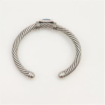 Sterling Silver 18kt Gold Accent Blue Topaz Cuff Bracelet