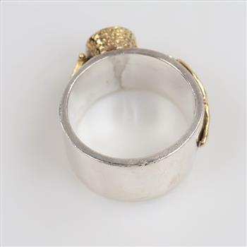 Sterling Silver 18kt Gold Accent Orange Stone Ring
