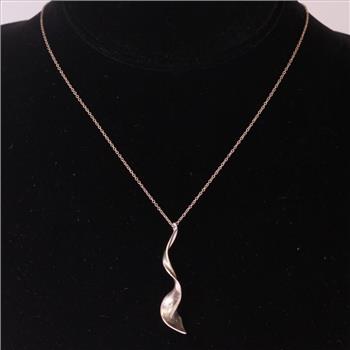 Sterling Silver 2.7g Tiffany & Co. Frank Gehry Orchid Drop Necklace