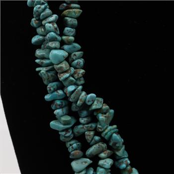 Sterling Silver 3 Strand Turquoise Bead Necklace