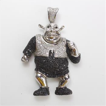 Sterling Silver 90.96g Shrek Pendant 