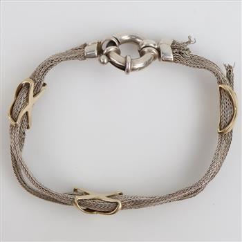 Sterling Silver And 14kt Gold Bracelet