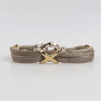 Sterling Silver And 14kt Gold Bracelet