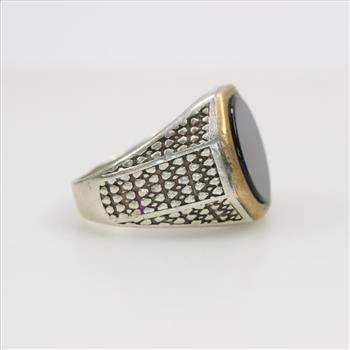 Sterling Silver And Bronze Black Onyx Ring