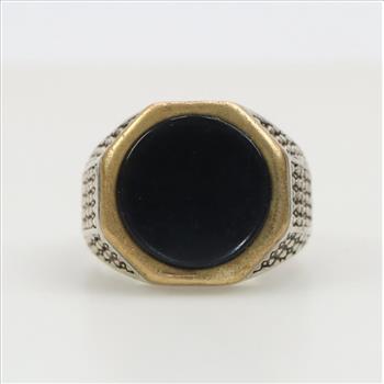 Sterling Silver And Bronze Black Onyx Ring