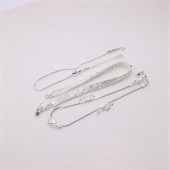 Sterling Silver Anklets, 3 Pieces