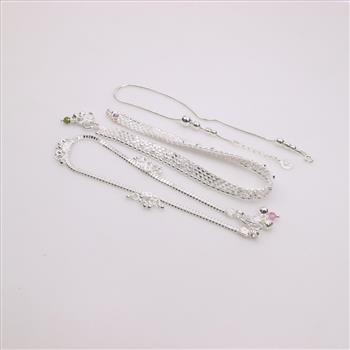 Sterling Silver Anklets, 3 Pieces