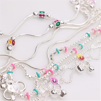 Sterling Silver Anklets, 4 Pieces
