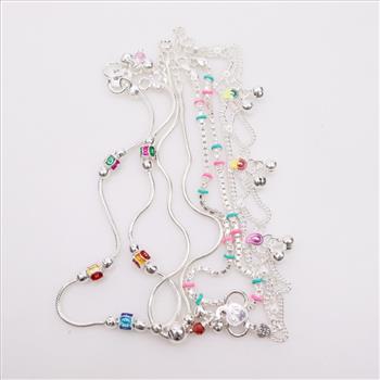 Sterling Silver Anklets, 4 Pieces