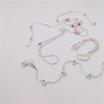 Sterling Silver Anklets, 5 Pieces