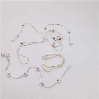 Sterling Silver Anklets, 5 Pieces