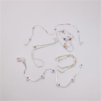 Sterling Silver Anklets, 5 Pieces