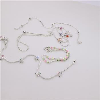 Sterling Silver Anklets, 5 Pieces