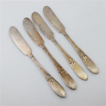 Sterling Silver Antique Butter Knives, 4 Pieces