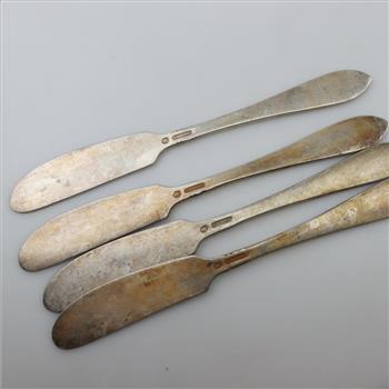 Sterling Silver Antique Butter Knives, 4 Pieces