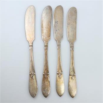 Sterling Silver Antique Butter Knives, 4 Pieces