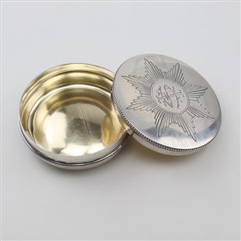 Sterling Silver Antique Round Trinket Box