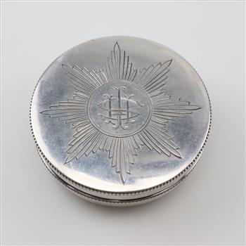 Sterling Silver Antique Round Trinket Box