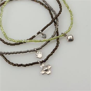 Sterling Silver Beaded Bracelets, 4 Pieces