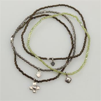 Sterling Silver Beaded Bracelets, 4 Pieces
