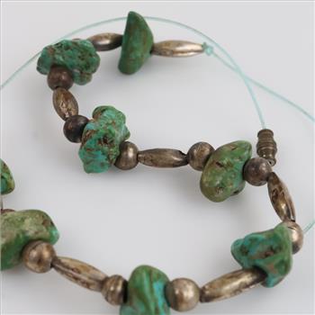 Sterling Silver Beads And Turquoise Necklace