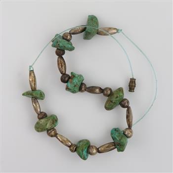 Sterling Silver Beads And Turquoise Necklace