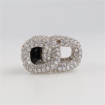 Sterling Silver Black And Clear Stone Ring