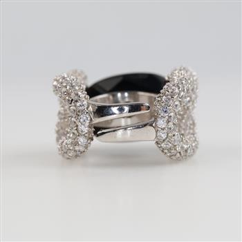 Sterling Silver Black And Clear Stone Ring