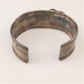 Sterling Silver Black Onyx And Bear Claw Cuff Bracelet