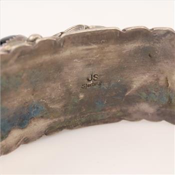 Sterling Silver Black Onyx And Bear Claw Cuff Bracelet