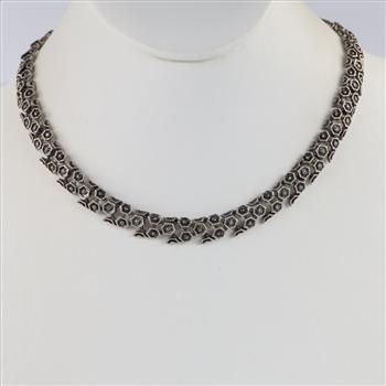 Sterling Silver Black Stone Fancy Link Necklace